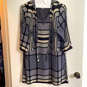 Anna Sui grey print silk dress size small